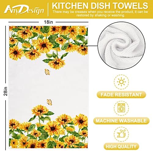 AnyDesign Girlower Kitchen Tooty Home Sweet Home Floral Towel Spring Summer Fluste Butterfly Mão secagem Toalha de chá para cozinhar