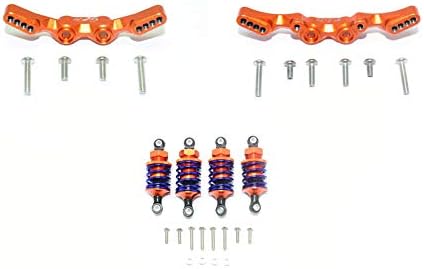 Torres de choque dianteiro e traseiro de alumínio + amortecedores enchidos de óleo traseiro para 1/10 Traxxas Ford GT 4-Tec 2.0 83056-4/4-TEC 3.0 93054-4-28pc Conjunto de laranja laranja