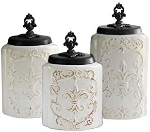 American Atelier White de 3 peças Fleur de Lis Conjunto, 46,0 onças