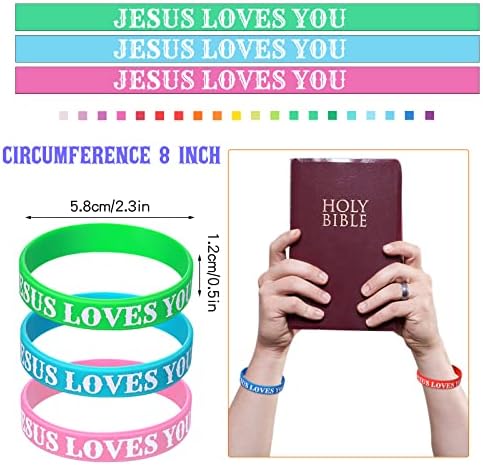 100 PCs Jesus ama você pulseiras de silicone pulseiras coloridas pulseiras de borracha motivacional pulseira de borracha pulseira cristã pulseira de silicone pulseira inspiradora para homens favores festas