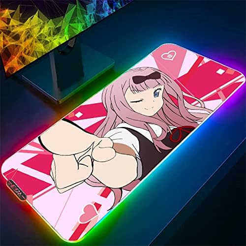 Almofadas de mouse fujiwara chika rgb mouse pad para o teclado grande teclado de teclado de laptop acessórios para jogos de lapso