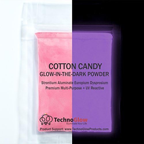 Techno Glow Cotton Candy Rosa brilho no pó escuro e UV