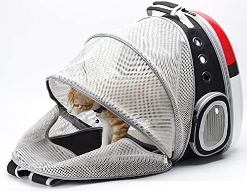 Back Expandable Cat Mackpack transportadora, ajuste até 12 libras, mochila de porta de estimação de casca dura para gatos e cachorrinho pequeno