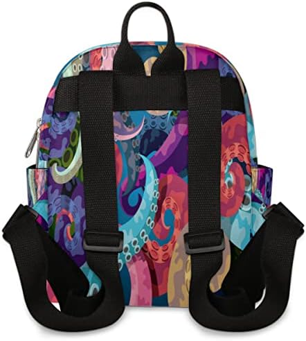 Abstract Octopus Mini Backpack Burse for Women, Kraken Octopus Tentacles