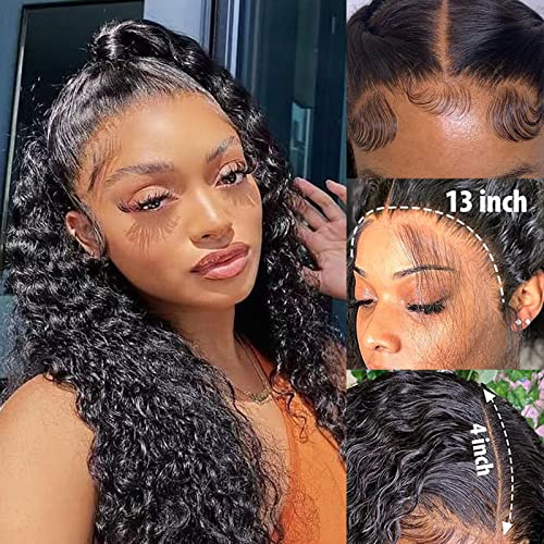 Glnuat Wave Deep Lace Front Wigs Human Human Human Human 13x4 HD Wigs Frontal de renda transparente para mulheres negras Brazias de ondas profundas perucas humanas