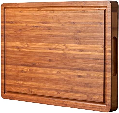 Placa de corte XL para cozinha, 20x15 Extra grande, 1 de grossa de açougueiro de madeira de bambu, tábua de queijo, reversível