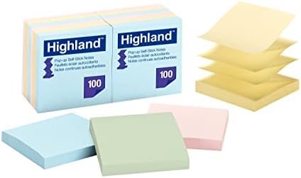 Notas pegajosas do Highland Pop-up, 3 x 3 polegadas, cores pastel variadas, 12 pacote