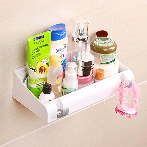 Bathroom Cosmetic Cosmetic Hold-Out armazenamento doméstico com 2pcs ganchos ocultos cesta de plástico organizador