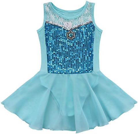 Yizyif infantil feminino lantejão vestido de dança de roupas de dança com chiffon collant