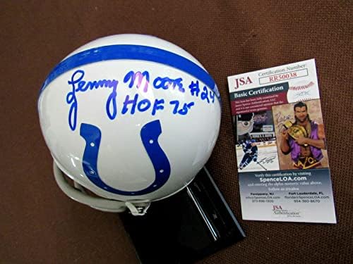 Lenny Moore # 24 HOF 75 Colts assinado Auto de 2 barras Mini Riddell Helmet JSA Beauty - Capacetes NFL autografados