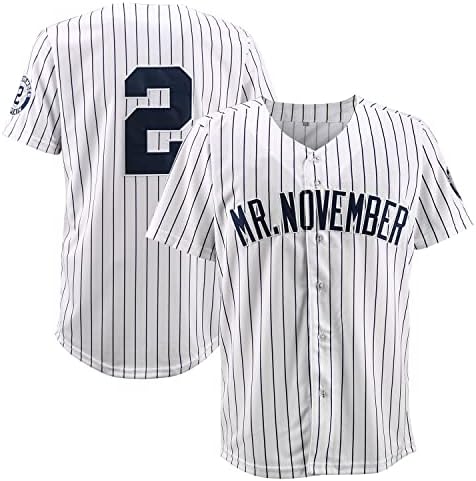 Sr. Novembro Men Jeter Retro Baseball Jersey costurou a camisa do hip hop de roupas dos anos 90 para o Halloween X-Max