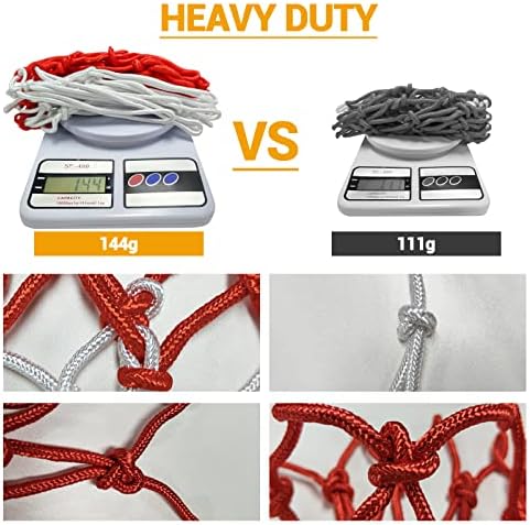 Substituição da rede de basquete para uso pesado - All Weather Anti Whip, se encaixa nas jantes internas ou externas padrão - 12 loops aro de aro líquido r