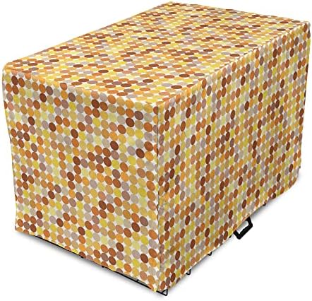 Capa de caixa de cães abstrata lunarável, padrão de círculos geométricos com tons amarelos e ilustração de estilo contemporâneo,