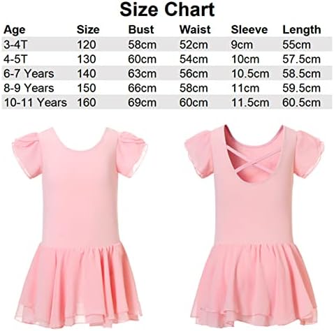 Murafaye Girls Ballet Leotards Classic Short Sleeve Ballerina Dance Dress With Tutu