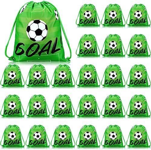 Futebol Bolsa de Futebol Informações Infantil Favory Favor Backpack Bags Sports Sports Gym Football Candy Treat Bags Godie Goodie Snacks para menino Girl Team Soccer Theme Birthday School Supplies, 12 x 10 em