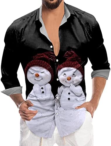 Camisetas casuais de botão casual de natal dsodan para masculino colarinho de colarinho de colarinho de colarinho