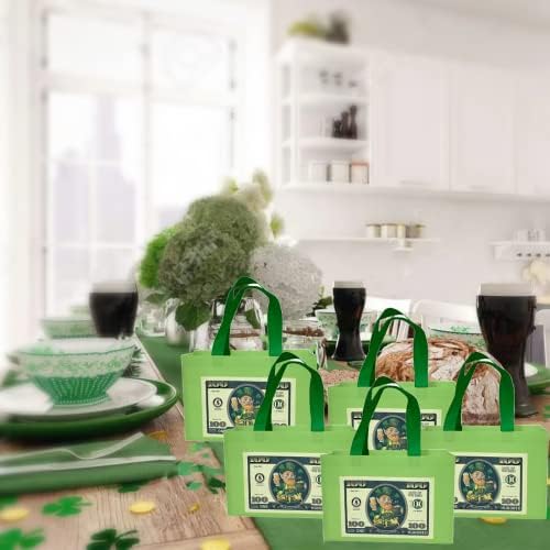 24 PCs reutilizáveis ​​para o dia de São Patrício Sacos de presente a granel Saint Patrick Sacos de presente com alças ， ST.