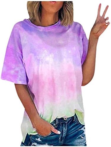 Camiseta camisetas femininas mulheres tampas de verão 2023 moda de manga curta camisetas gradiente casual casual