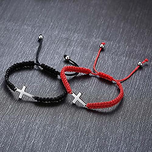 Fuqimanman2020 Red Bracelets pretos de cordas cruzadas Frea ajustável de cordas de aço inoxidável Deixe a sorte Lucky Protection Amuleat