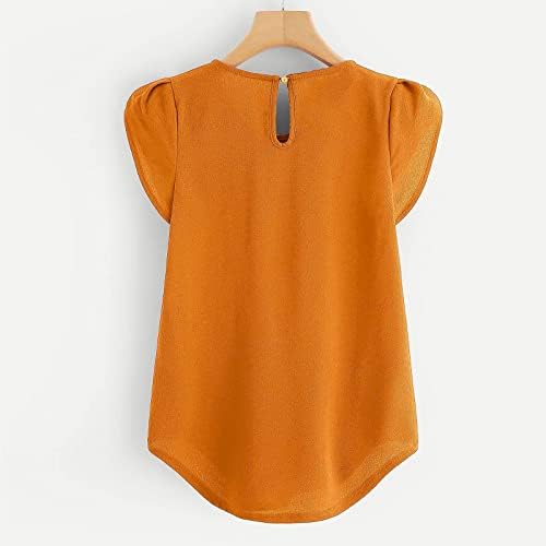 Chiffon feminino Tops de cor sólida verão de verão tamis de manga curta