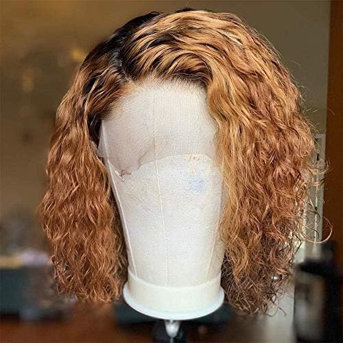 Curly Blonde Color 13x4 Lace Frente Human Wigs Brasil Remy Brasil Remy 130% de Densidade Cabelo Nó Blacked Wig-14 polegadas