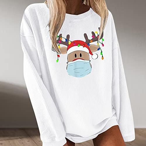 Suéteres fofos para mulheres engraçadas renas impressão de férias moletons de férias de tamanho grande Tshirt de