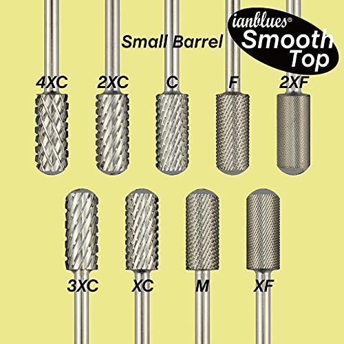 Bit de broca de unhas do IanBlues, tampo liso de barril pequeno, arquivamento eletrônico profissional para acrílicos e unhas