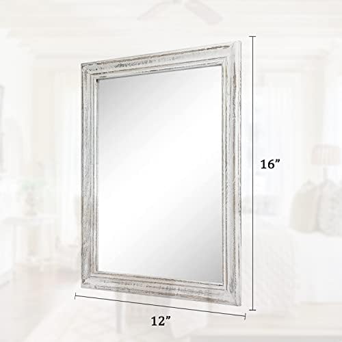 Espelho de parede mwazzll com moldura de madeira rústica espelhos de retângulo para o espelho decorativo de parede