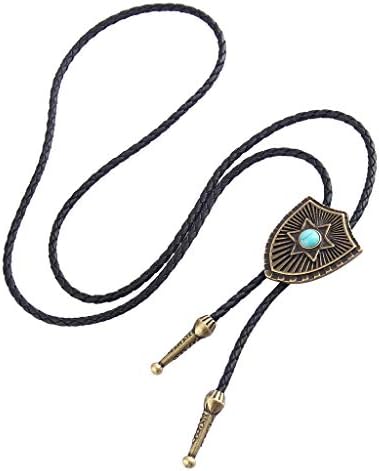 Lianchi Western Black Bolo Tie para homens e mulheres, barbante de gravata de couro nativo americano