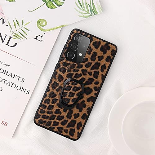 CACO CCSMALL PARA SAMSUNG Galaxy A72 com Kickstand, capa de telefone de couro de leopardo de luxo para meninas femininas de proteção de moda de moda para Samsung Galaxy A72 GBT Brown
