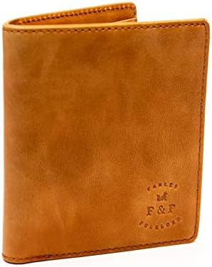 FABLES & FOLKLORE Bifold Leather Cartet for Men, Slim Design, RFID Protection, Cards and Cash Seção, Modelo: Steinbeck No. 1