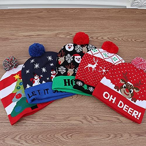 Chapéus de Natal Decorações de Natal crianças adultas tricotaram chapéus coloridos de Papai Noel