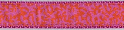 Preston Orange Raspberry Coral Dog Colar e Leaseh Conjunto - Design de Coral Ribbon na correia de nylon rosa