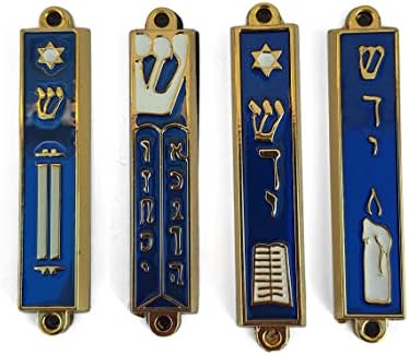 Amém Judaica Conjunto de 4 mezuzahs de metal para 7 cm de rolagem