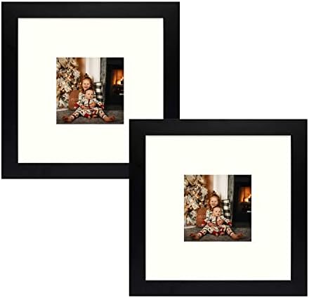 Quadro fotográfico quadrado de 8x8 com tapete de cor de marfim para foto de 3.5x3.5, perfeita para mesa, moldagem ampla,