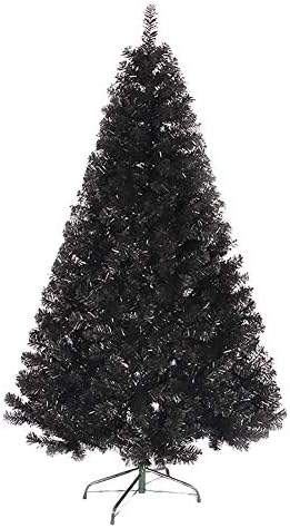 Cywyq PVC Black Artificial Christmas Tree, Natal Pine Tree Metal Legs Christmas Party Home Decoration Holiday -210cm