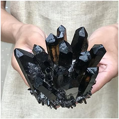 Antiguidades de amostra mineral de cluster de cluster de cristal de quartzo preto de fumaça negra Antiguidades exorcizadas