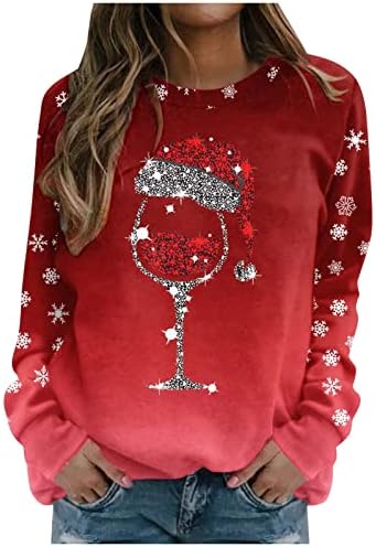 Fandream Tie Tye Sweothirts for Women Feliz Christmas Crewneck Pullover No Hood Uniform Feminino Tops de treino