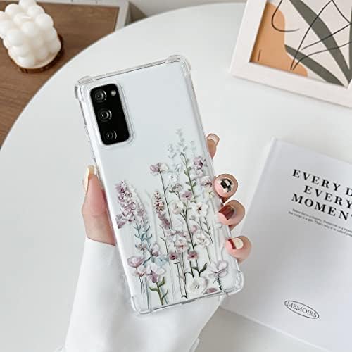 Defbsc Soft Case Compatível com Samsung Galaxy S20 Fe 5G, Projeto de impressão de padrão floral de floral claro