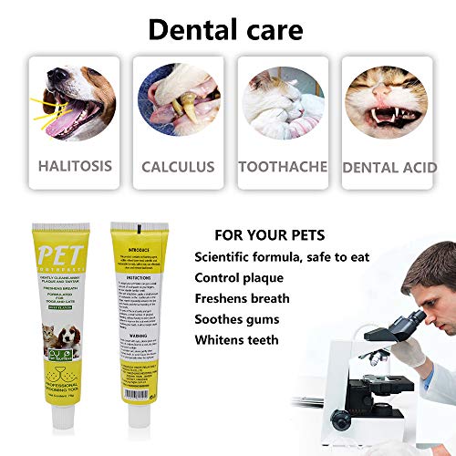 PupCycute 2 embalagem escova de dentes de estimação e pasta de dente para cães e gatos, melhor escova de dentes de caldo de silicone