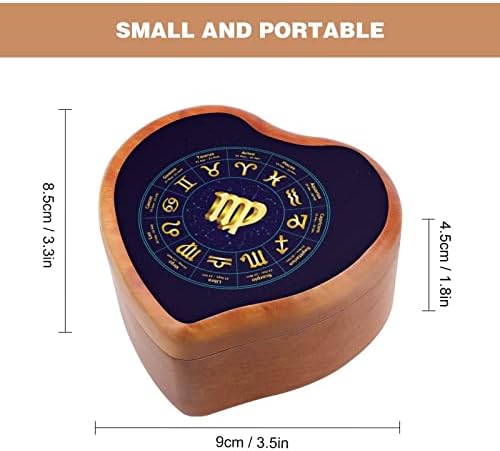 Virgem em Circle Clockwork Box Vintage Wooden Heart Musical Box Toys Gifts Decorações