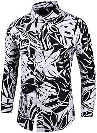 Camisas do Havaí para homens mangas compridas blusas de blusa de tamanho grande Moda Slim Fit Bown BOWL LAPEL FLORAL CARTIGAN