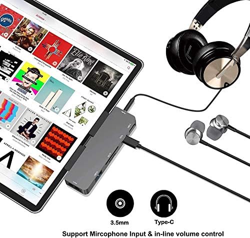 Adaptador para iPad Pro USB C Hub M2 M1 12,9 11 2022-2018/iPad Air 4/5/iPad mini 6, 7in1 USB C Adaptador com 4K HDMI, Jack