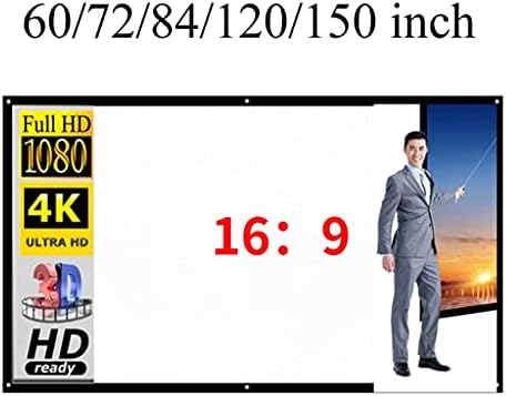 PBKINKM 16: 9 Tela completa da tela do projetor Cinema em casa 60/72/100/150 polegada Projector de tela de projeção de vídeo dobrável