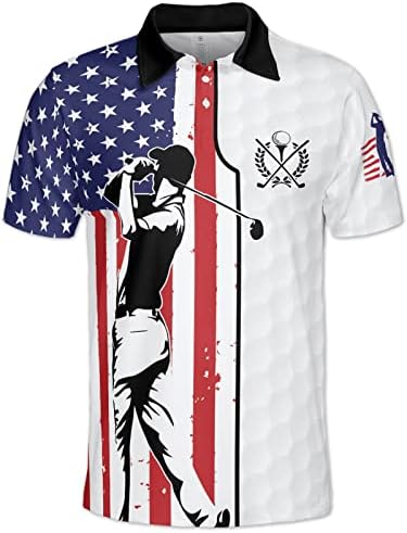 Camisas de golfe de Pagymo para homens camisa polo mass engraçado swing patriótico camisa da bandeira americana