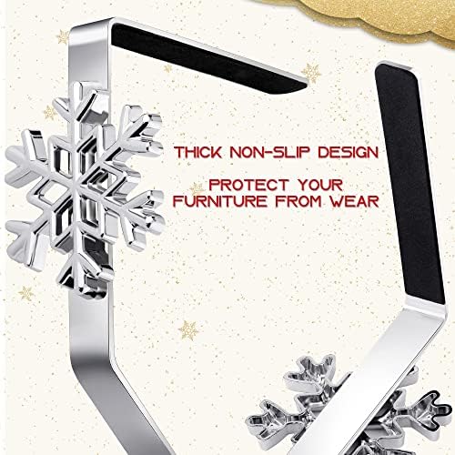 ADXCO 6 peças Titulares de meia de Natal de metal cabide lareira manta de manto de meia para decoração de natal, prata