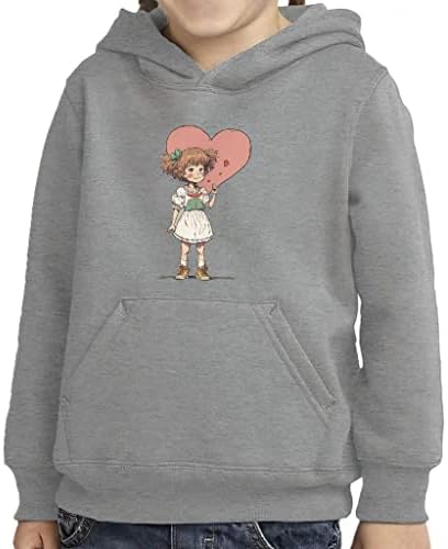 Capuz de pulôver de criança gráfica do coração - capuz de lã de esponja de impressão - Hoodie lindo para crianças