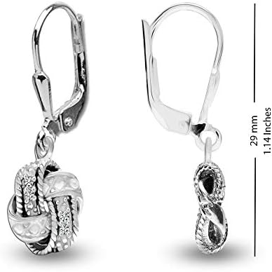 Lecalla Flaunt 925 Sterling Silver Love Brincos de diamante de diamante Mulheres / Stud, Brincagem do Loveback Love para mulheres