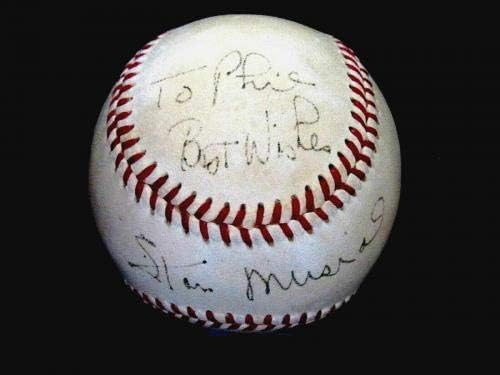 Stan Musial 3 x MVP WSC HOF Cardinals assinado Auto Vintage Giles Onl Baseball JSA - MLB Game Usado Baseballs