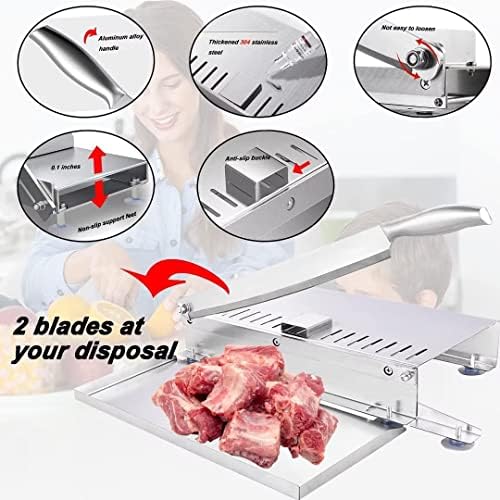 Slicer de carne de osso manual, máquina de cortador de ossos de aço inoxidável, máquina de corte de carne para cozinha